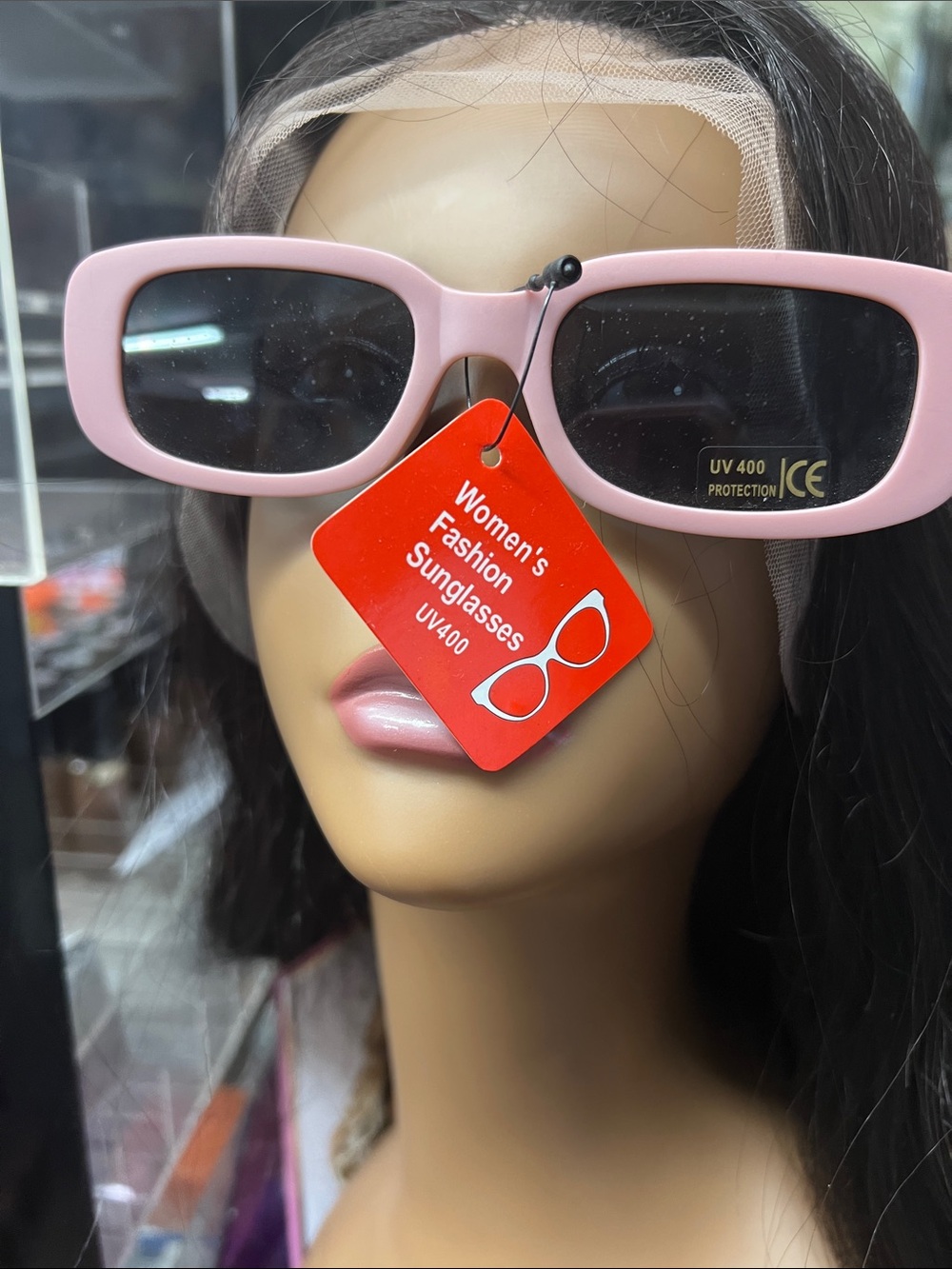 Women's Pink Rectangular Sunglasses - UV400 Protection